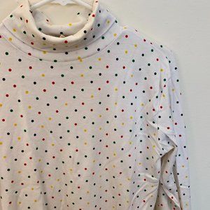 Vintage White with Rainbow Polka Dot Turtleneck